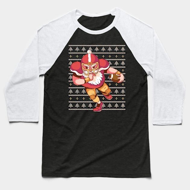 Santa Football Baseball T-Shirt by Safdesignx